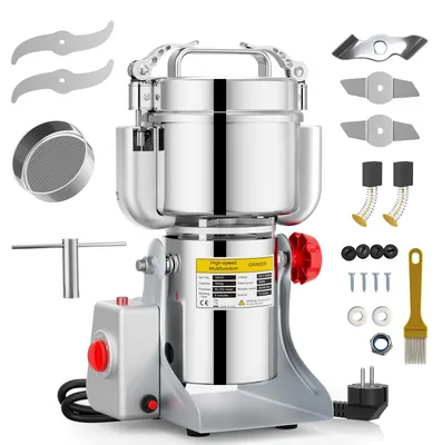 Getreidemühle 1000 g, 3600 W, 30.000 U/min, Edelstahl, 50-300 Mesh