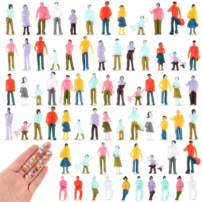 80 Mini-Menschenfiguren, Maßstab 1:150, bunt, sitzend/stehend, für Modellbau