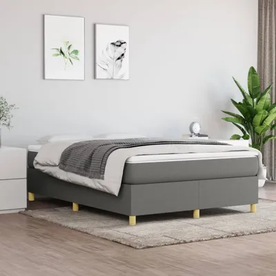Image de The Living Store Cadre de lit gris foncé 140x190 cm Tissu