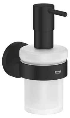 Seifenspender, selbstklebend, 160 ml, rund, schwarz, ohne Bohren