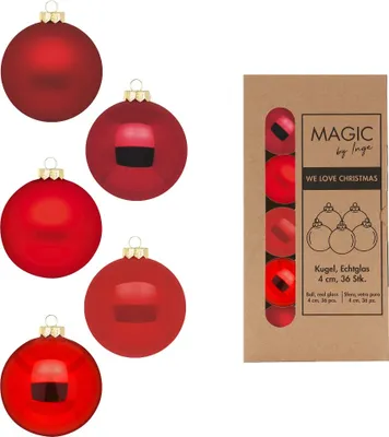 Produktbild von Weihnachtskugeln Glas 4cm 36 Stück - Ruby Red