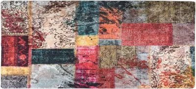 Produktbild von The Living Store Teppich Waschbar Patchwork 80x300 cm Mehrfarbig Rutschfest