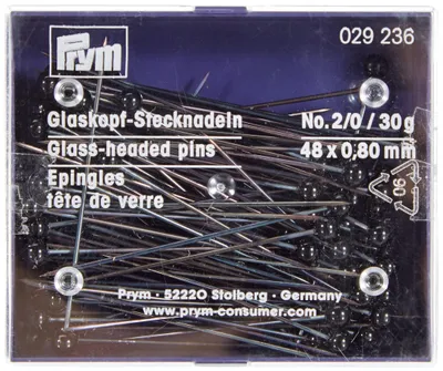 Zdjęcie produktu dla Prym 029236, igły z głowicą szklaną, 0,80 x 48 mm, czarne, 30 g
