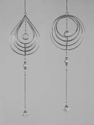 Produktbild von 2er Set Dekohänger Ringe und Tropfen L. 40cm silber aus Metall Formano F25
