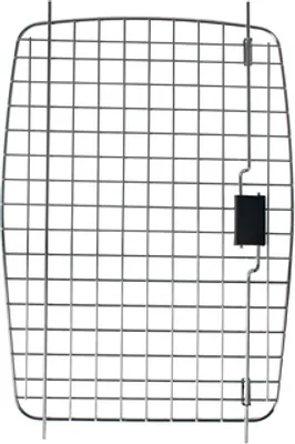 A metal wire door for a dog crate, shown against a white background.