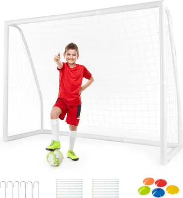 Produktbild von Futbalová bránka COSTWAY 245 x 182 cm, futbalové bránky na záhradu pre deti, futbalová bránka s vysokopevnostnou sieťou a 6 zemnými hrotmi