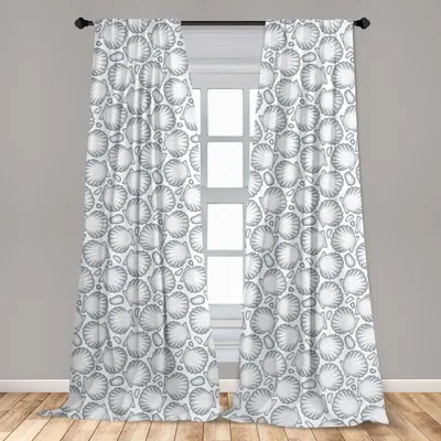Zdjęcie produktu dla Abakuhaus, zasłony okienne, wzór "muszelki" w stylu pointylistycznym, zestaw składający się z 2 elementów, wymiary: 150 x 225 cm