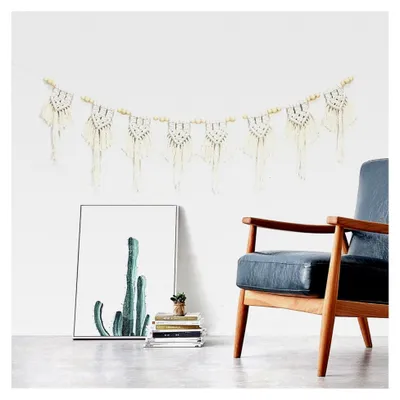 Produktbild von Makramee Wandbehang, Boho Tapisserie mit Quasten aus Baumwolle für Wohnzimmer und Apartment