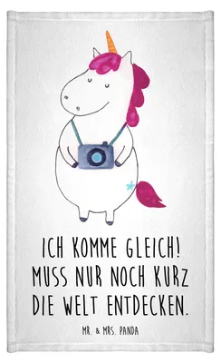 Produktbild von Mr. & Mrs. Panda Handtuch Einhorn Fotograf - Weiß - Geschenk, Unicorn, Frotteehandtuch, Städtereise, Klein, Mini-Handtuch, Reisen, Gästetuch, Kurztrip, gästehandtuch