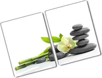 Produktbild von Tulup Glas Herdabdeckplatte - 2x40x52 cm - Glaskeramikkochfeld-Abdeckung Spritzschutz Glasabdeckplatte Kochplattenabdeckung und Schneidebrett - Zweiteilig - Blumen & Pflanzen - Orchidee - Mehrfarbig