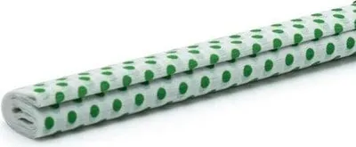 Image de Papier crépon 50 x 200 cm, blanc à pois verts