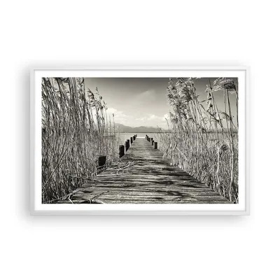 Produktbild von Gerahmtes Poster - Weißer Rahmen - Brücke Pier Sepia - 91,5x61 cm - Wand Bild - Wanddeko - Wandbilder - Kunstposter - Wandposter - Bilderrahmen - Bilder - Kunstdruck - Wanddekoration - P2WAA91x61-4928