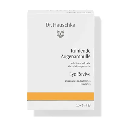 A white box packaging for Dr. Hauschka Eye Revive ampoules.