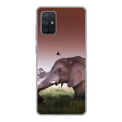 Produktbild von MuchoWow® Handyhülle Schutzhülle Hülle für Samsung Galaxy A51 5G Elefant - Gras - Sonne - Tiere Silikon Softcase Handy Hülle - Abbildung