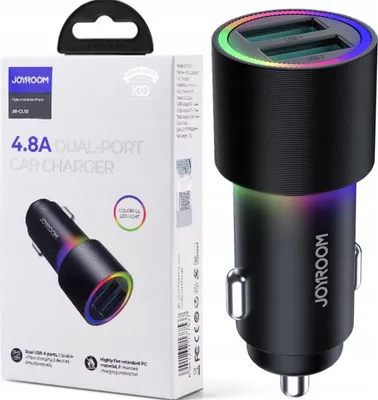 Immagine prodotto di Joyroom Caricabatterie da auto 2 X Usb con illuminazione 24W Nero (Jr-Cl10)