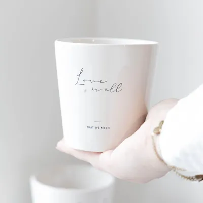 Produktbild von Bastion Collections Becher LOVE IS ALL weiß | Ø 9x7.5 cm