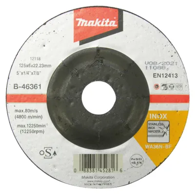 Zdjęcie produktu dla Makita B-46361 Tarcza szlifierska 125 x 6 x 22,23 mm INOX do szlifierki kątowej