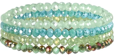 Produktbild von Damen Armband Mehrschichtig Kristall Perlen Boho Modeschmuck Schwarz Grün