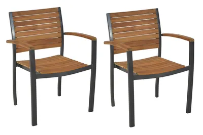Produktbild von Merxx Gartensessel Santorin 2er Set, stapelbar - Aluminium/Akazie