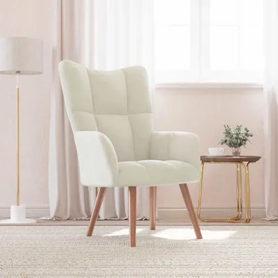 Image de Maison Exclusive - Fauteuil de détente en velours blanc crème
