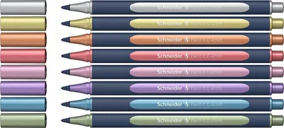 Obrázek produktu pro Schneider Schreibgeräte Paint-It 050, Zacvakávací propiska s klipem, Vícebarevný, Měď, Zlato, Kovová modř, Metalická zeleň, Červená metalíza, Fialová metalíza, Růže, Stříbrná, Plast, 0,4 mm, Pro praváky i leváky