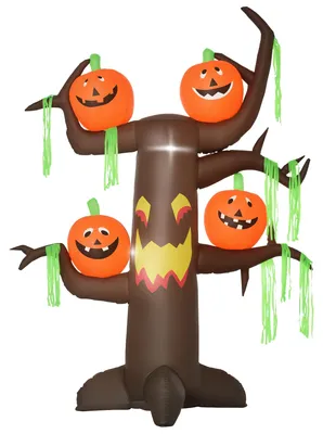 Produktbild von Aufblasbarer Spukbaum Kürbis Halloween Deko Figur Luftfigur mit LED Beleuchtung, Polyester, 180x80x240cm