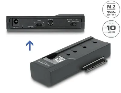 Produktbild von Delock USB Type-C Konverter für 1 x M.2 SSD oder 1 x SATA SSD / HDD