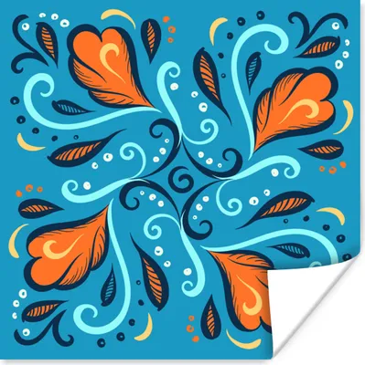 Produktbild von MuchoWow® Poster Federn - Blau - Muster 75x75 cm - Wand Dekoration