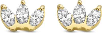 Produktbild von Neu Bling 9NBG-0263 Gold-Ohrstecker - Frauen - 3 Zirkonia-Steine - 3,7 x 5,3 mm - 14 Karat - Gold