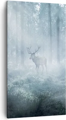 Produktbild von Bild auf Leinwand - Leinwandbild - Einteilig - Hirsch Wald Morgendämmerung - 45x80cm - Wand Bild - Wanddeko - Wandbilder - Leinwanddruck - Bilder - Wanddekoration - Leinwand bilder - PA45x80-4667