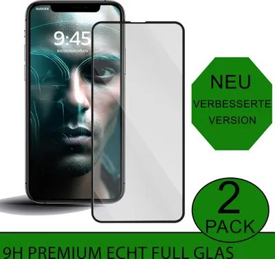 A smartphone with a screen protector is shown, with marketing text and graphics overlaid.