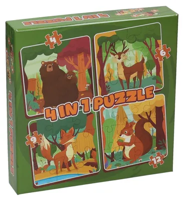 Image de Legpuzzel 4in1 - Bosdieren, 12st.
