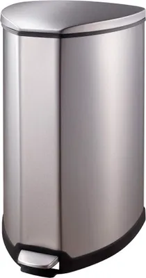 Produktbild von Dreieckiger Treteimer mit Kunstoffinneneimer & gedämpft schließendem Deckel | 35 Liter, HxBxT 65x36x37cm | Silber