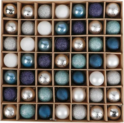 Image de 49 VALERY MADELYN Boules de Noël 3CM plastique Boules de Noël argent bleu