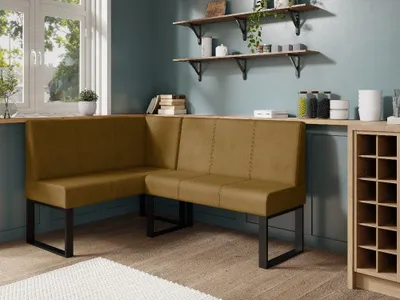 Produktbild von JKG Meble Eckbank fur Essizmmer - Eckbankgruppe mit Metallbeinen - Sitzecke Küche - Velours - Essecke - Küchensofa - Honig - Rechts - 130x170 cm