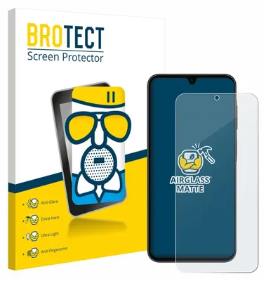 A product packaging for a screen protector, with a smartphone and the screen protector displayed.