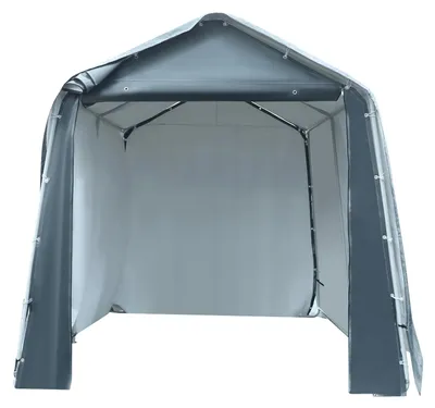 Immagine prodotto di Tenda da garage mobile - Tenda per esterni per lo stoccaggio - 2,4 x 2,4 x 2,4 m - Impermeabile (2000 mm) - Materiale: polietilene (PE) e acciaio legato - Colore: grigio