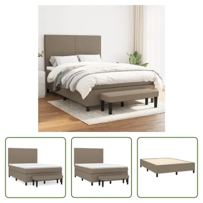 Produktbild von The Living Store Boxspringbett mit Matratze Taupe 140x190 cm Stoff