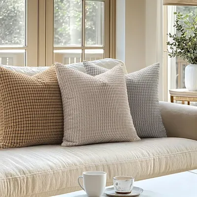 Produktbild von Kissenbezug 40x40 cm Sandfarbe Kordsamt 2er Set