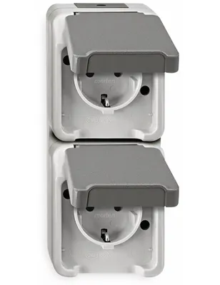 Image de MERTEN Prise de courant double SCHUKO. MEG2329-8029 gris clair AQUASTAR MEG2329-8029 (MEG2329-8029)