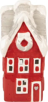 Image de Clayre & Eef Maison décorative avec LED Maison 11x10x24 cm Rouge Céramique