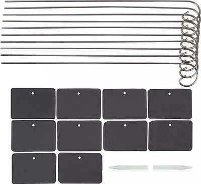Produktbild von Schiefer-Pflanzenetiketten 10 Stück, Witterungsbeständig Mit Metallstab Und Kreidestift, Für Garten Terrasse Gewächshaus