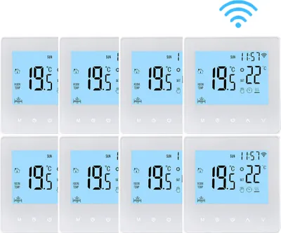 Produktbild von 8X WiFi Smart Thermostat 3A Raumthermostat Wasserheizungsgeräte Fußbodenheizung, LCD-Display, APP-Steuerung, Manueller/automatischer Modus
