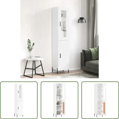 Produktbild von The Living Store Highboard Weiß 34,5x34x180 cm Holzwerkstoff