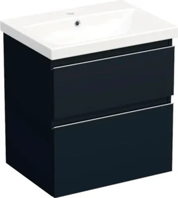 Produktbild von Jungborn Waschplatz TRENTA BxHxT 60x65x45 cm blau marino matt mit Keramik-Waschtisch Griffleiste chrom matt