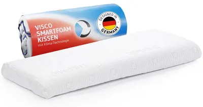 Produktbild von Bauchschläferkissen 40x80 HADAR low, Flaches 6cm Kopfkissen für Bauchschläfer, Hochwertiger fester Memory-Foam, Thermoregulierender Bezug, Ergonomisches Schlaf-Kissen für Bauchlage, passt in 40 x 80