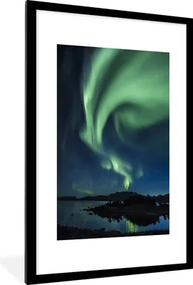 Produktbild von MuchoWow® MuchoWow® Gerahmtes Poster Nordlichter - Landschaft - Norwegen 60x90 cm - Poster mit zchwarzem Bilderrahmen - Dekoration - Wandposter Wohnzimmer - Hochwertig