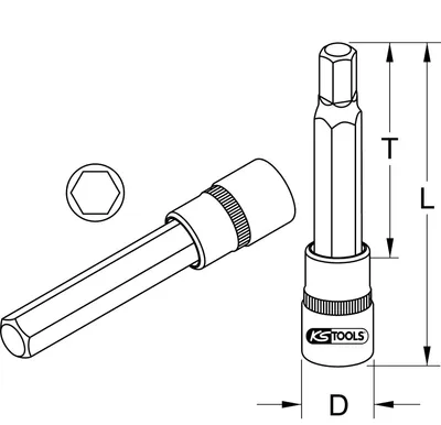 Produktbild von KS Tools 3/8 Bit-Stecknuss Innensechskant, lang, 9 mm