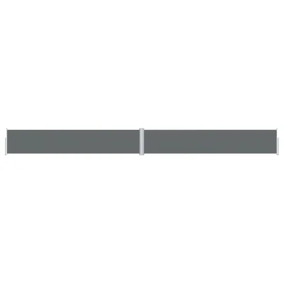 A long, thin, gray retractable side awning is shown horizontally against a white background.