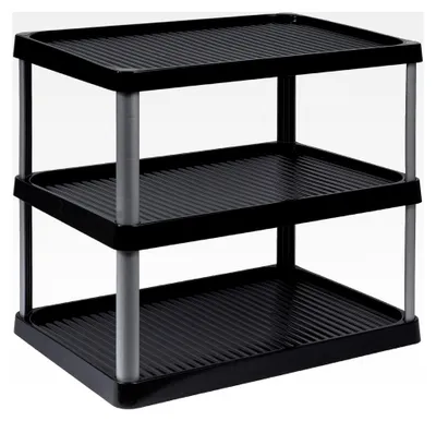 Produktbild von Schuhregal schmal 3 Ebenen Schwarz - Schuhablage aus Kunststoff 49,5x34,5x43cm